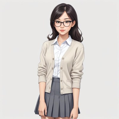 Confident young woman in stylish glasses outfit