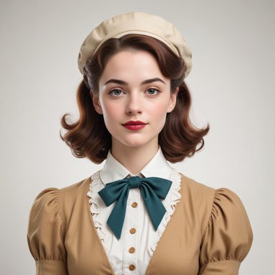 Vintage fashion portrait of a woman with soft curls