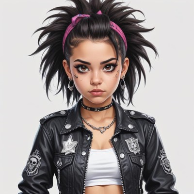 Edgy teenager in leather jacket with a punk style