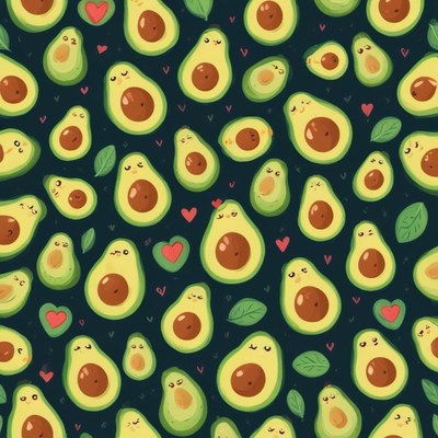 Cute avocados on a dark, colorful background