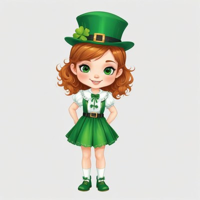 Cute girl in green outfit celebrating st. patrick's day