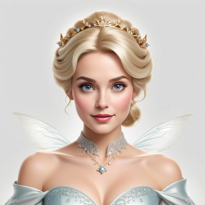 Winter fairy princess with elegant crown and gown