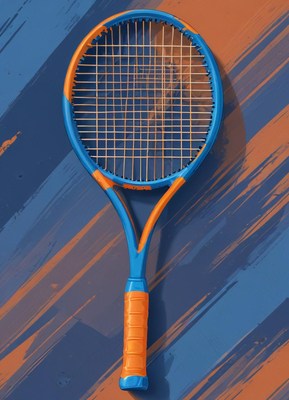 Colorful tennis racket on a vibrant background