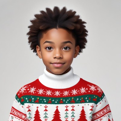 Kid wearing festive sweater for winter celebration