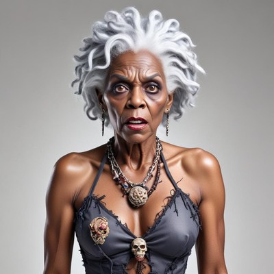 Unique portrait of an elderly woman with striking features