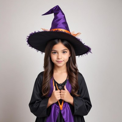 Girl in witch costume for halloween