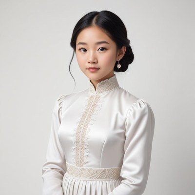 Young woman in elegant dress poses for a portrait
