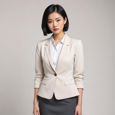 Confident woman in business attire posing indoors