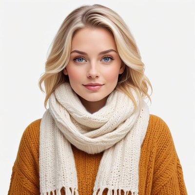 Warm autumn style with cozy scarf and sweater