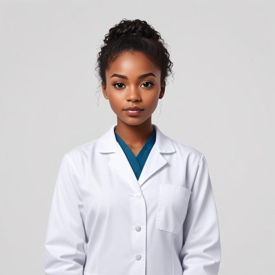 Confident young doctor in a white coat