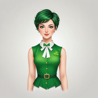 Young woman in green outfit celebrating st. patrick's day