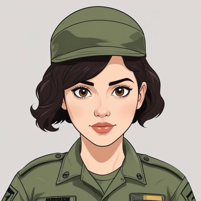 Soldier in uniform with stylish short hair