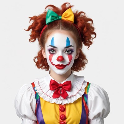 Colorful clown with bright makeup and playful outfit