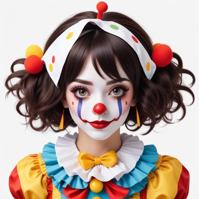Colorful clown with playful expression at a festival