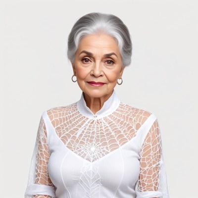 Senior woman in elegant attire with vintage style