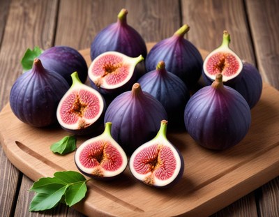 Fresh figs on a wooden board ready for tasting