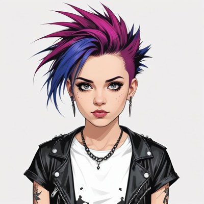 Young woman with colorful hairstyle and edgy style