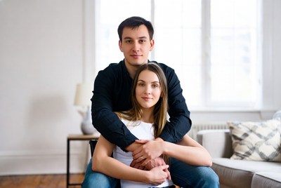 Couple enjoying time together in a cozy indoor setting