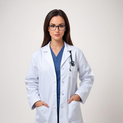 Healthcare professional in a medical coat with a stethoscope
