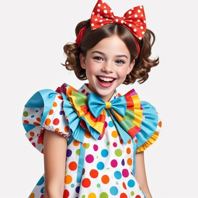 Colorful celebration with a cheerful clown girl