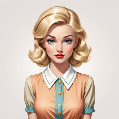 Elegant woman with blonde curls wearing a vintage outfit