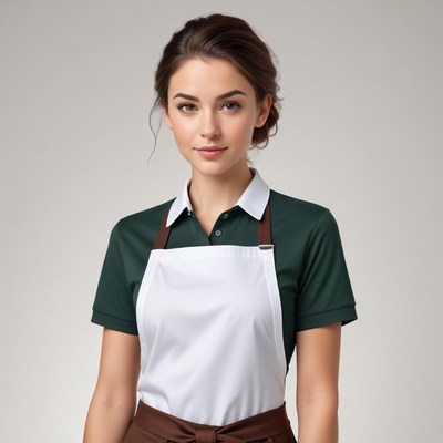Barista wearing apron in a cozy cafe setting