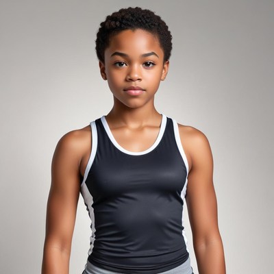 Young athlete posing confidently for a training session