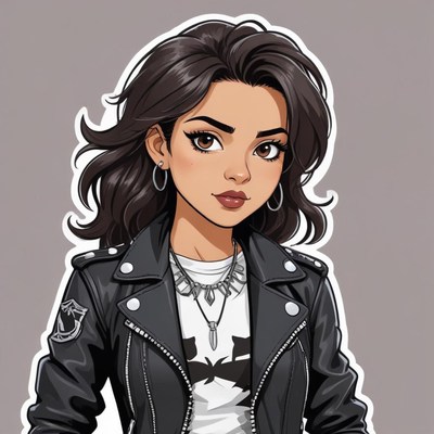 Stylish character in leather jacket with bold attitude