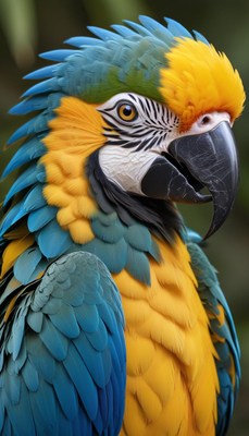 Colorful macaw perched with vibrant feathers in nature