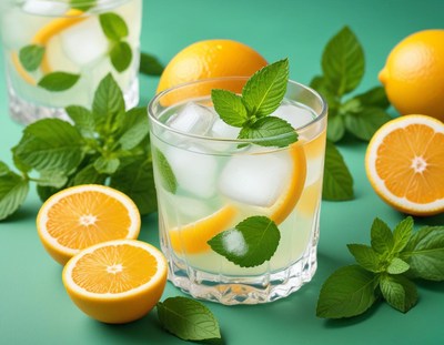 Refreshing citrus drink with mint and oranges