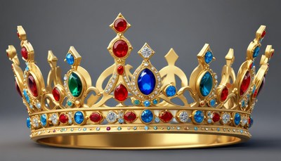 Colorful jeweled crown on a plain background