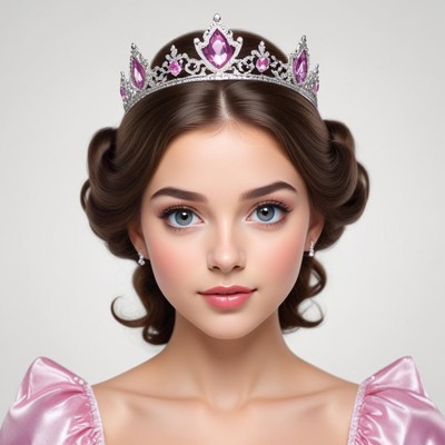 Young girl wearing a crown and formal dress with elegance