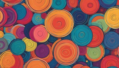 Colorful abstract circles create a vibrant background