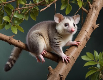 Cute sugar glider perched on a branch in nature setting