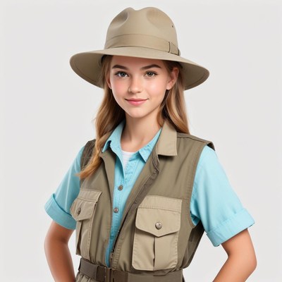 Young girl in safari outfit ready for adventure