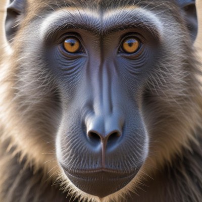 Beautiful baboon in close-up at the wildlife park