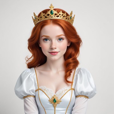 Young girl dressed as a princess with a golden crown