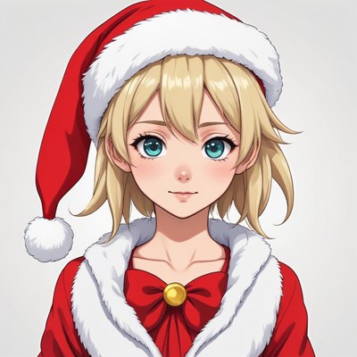 Girl in santa hat and red outfit with white fur trim