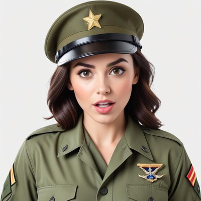 Woman in military uniform with a confident expression