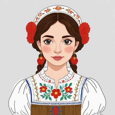 Young woman in traditional dress with floral details