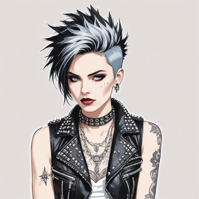 Edgy woman with stylish haircut and leather jacket