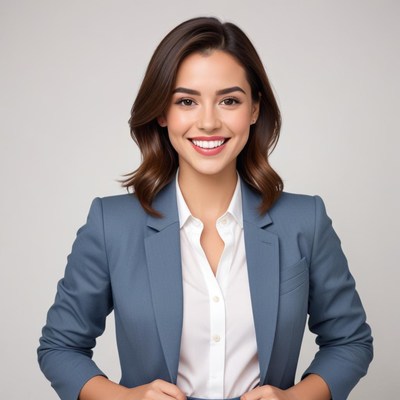 Professional woman in a business suit with a smile
