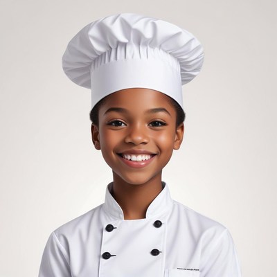 Young chef smiling in white uniform and hat