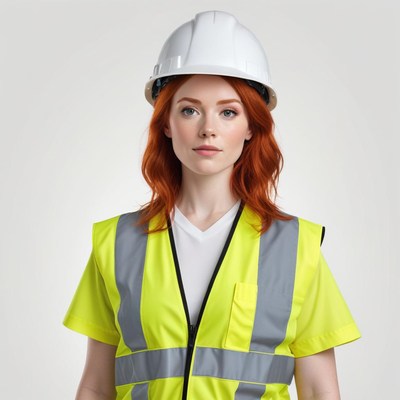 Safety professional wearing hard hat and reflective vest