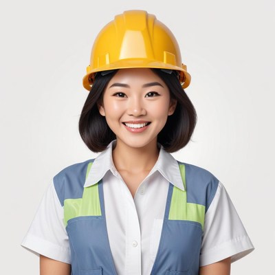 Smiling construction worker in safety gear at work site