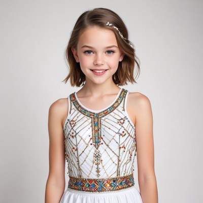 Young girl in elegant dress with charming smile