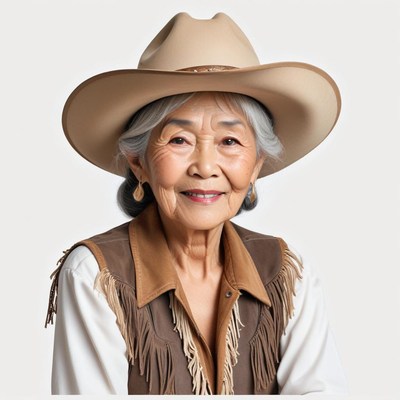 Portrait of a senior woman wearing a cowboy hat