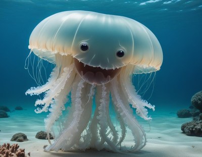 Jellyfish swimming gracefully in clear ocean waters