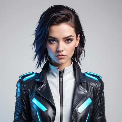 Futuristic character in stylish neon outfit