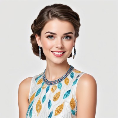 Stylish woman poses confidently in elegant jewelry